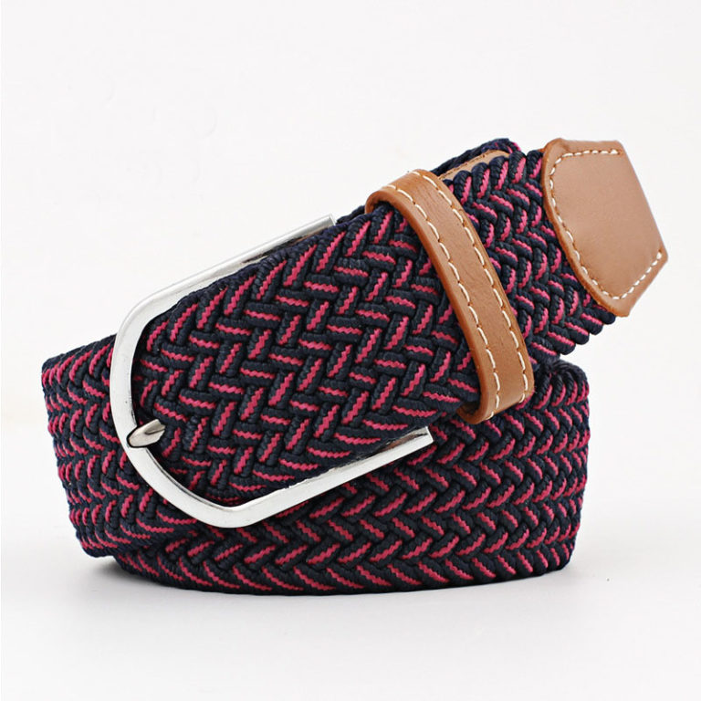 Elastic Braided Navy Blue Red Belts