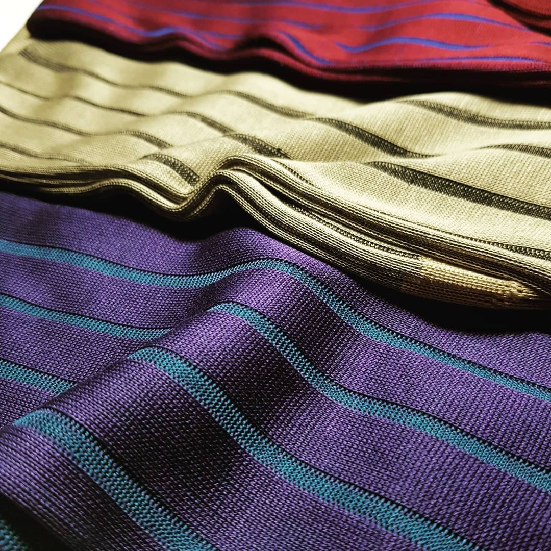 Purple Petrolium Shadow Striped Over The Calf Cotton Socks